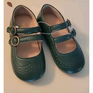 MG Baby Sz. 9T Green Appleseed Mary Jane Wingtip Dress Shoes EU Sz. 25 New